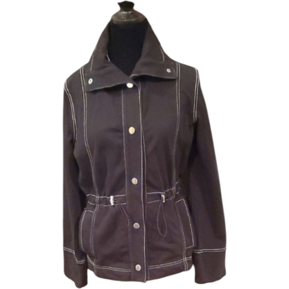 JONES NEW YORK Women's Black Jacket with White Stitching. Size Medium. - Picture 4 of 7